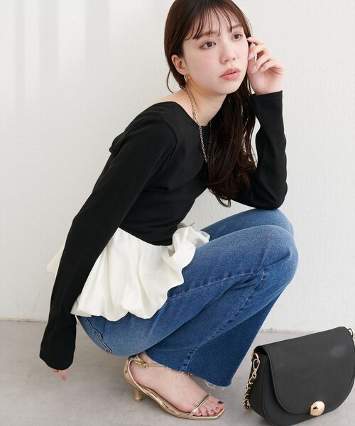 natural couture(ナチュラルクチュール)の「バルーンリブプルオーバー(Tシャツ/カットソー・レディース・ブラック/サックスブルー/ネイビー/オフホワイト・FREE)」の13枚目の写真