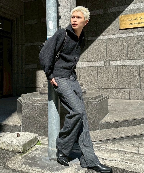 Chikashitsu +(チカシツプラス)の「【Chikashitsu +】low pocket stripe straight denim pants / 【チカシツプラス】ローポケットストライプデニムパンツ(デニムパンツ・メンズ・ブラック・L/M/S)」の12枚目の写真