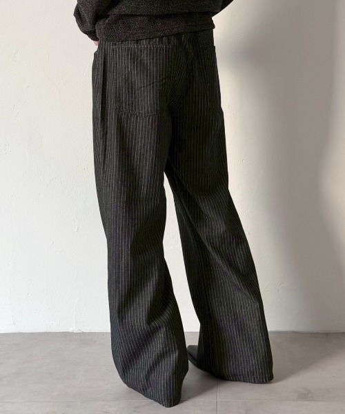 Chikashitsu +(チカシツプラス)の「【Chikashitsu +】low pocket stripe straight denim pants / 【チカシツプラス】ローポケットストライプデニムパンツ(デニムパンツ・メンズ・ブラック・L/M/S)」の9枚目の写真