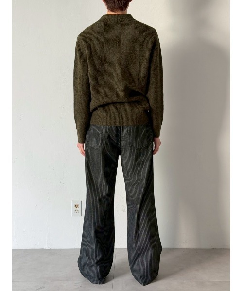 Chikashitsu +(チカシツプラス)の「【Chikashitsu +】low pocket stripe straight denim pants / 【チカシツプラス】ローポケットストライプデニムパンツ(デニムパンツ・メンズ・ブラック・L/M/S)」の7枚目の写真