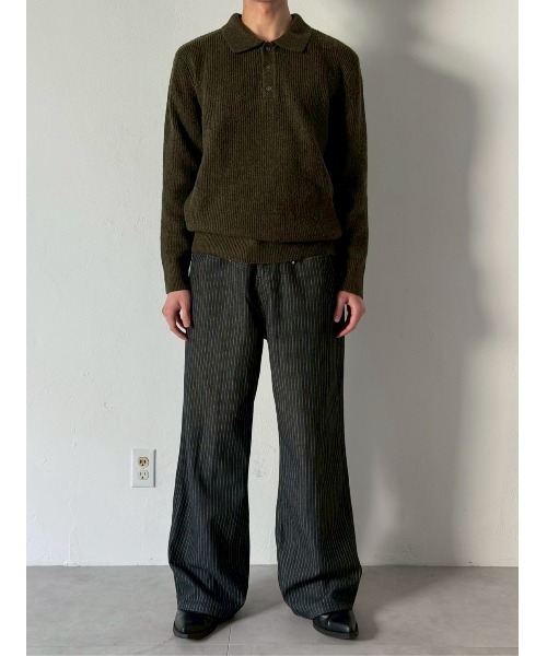 Chikashitsu +(チカシツプラス)の「【Chikashitsu +】low pocket stripe straight denim pants / 【チカシツプラス】ローポケットストライプデニムパンツ(デニムパンツ・メンズ・ブラック・L/M/S)」の5枚目の写真