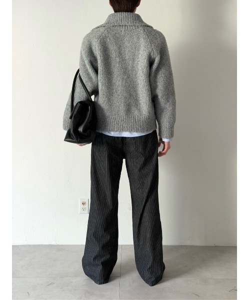 Chikashitsu +(チカシツプラス)の「【Chikashitsu +】low pocket stripe straight denim pants / 【チカシツプラス】ローポケットストライプデニムパンツ(デニムパンツ・メンズ・ブラック・L/M/S)」の4枚目の写真