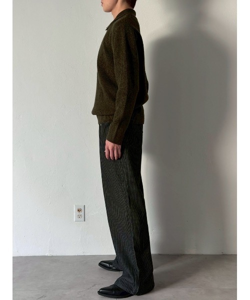 Chikashitsu +(チカシツプラス)の「【Chikashitsu +】low pocket stripe straight denim pants / 【チカシツプラス】ローポケットストライプデニムパンツ(デニムパンツ・メンズ・ブラック・L/M/S)」の6枚目の写真
