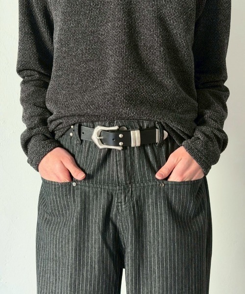 Chikashitsu +(チカシツプラス)の「【Chikashitsu +】low pocket stripe straight denim pants / 【チカシツプラス】ローポケットストライプデニムパンツ(デニムパンツ・メンズ・ブラック・L/M/S)」の11枚目の写真