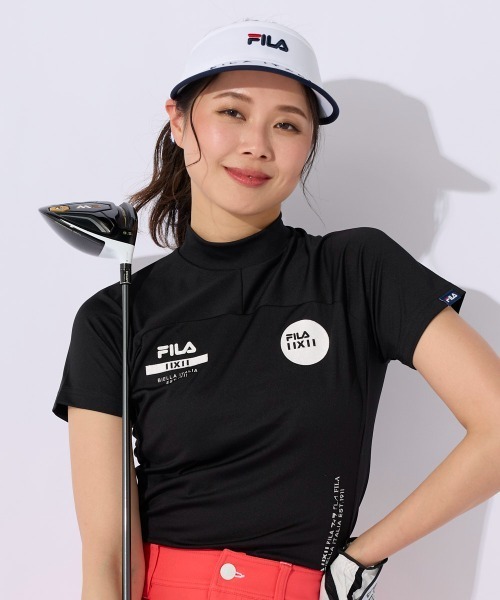 FILA GOLF(フィラゴルフ )の「モックネックシャツ(Tシャツ/カットソー・レディース・ライトピンク/ホワイト/ブラック/ライトグリーン・MEDIUM/LARGE/SMALL)」の2枚目の写真