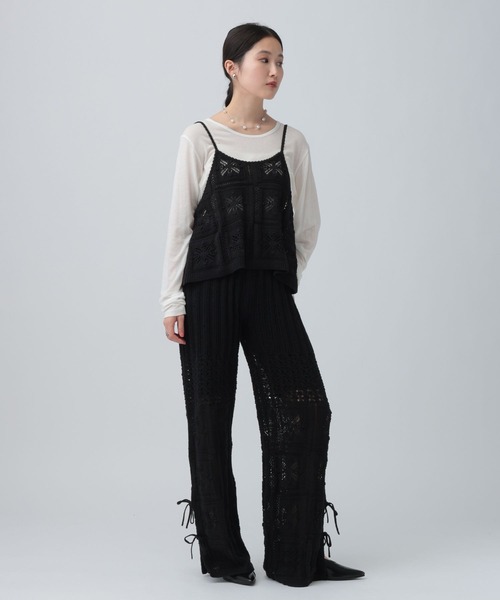 LEPSIM(レプシィム)の「5ゲージクロシェライクニットパンツ 638740(その他パンツ・レディース・オフホワイト/ブラック・FREE)」の6枚目の写真