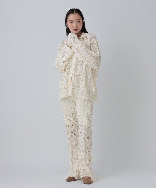 LEPSIM(レプシィム)の「5ゲージクロシェライクニットパンツ 638740(その他パンツ・レディース・オフホワイト/ブラック・FREE)」の22枚目の写真