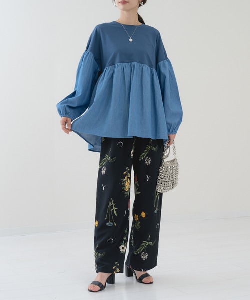 refinedworks(リファインドワークス)の「【refinedworks】異素材ドッキング デニムプルオーバー(Tシャツ/カットソー・レディース・ネイビー/ブルー・FREE)」の19枚目の写真