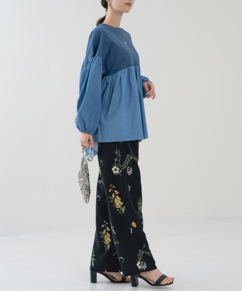 refinedworks(リファインドワークス)の「【refinedworks】異素材ドッキング デニムプルオーバー(Tシャツ/カットソー・レディース・ネイビー/ブルー・FREE)」の20枚目の写真