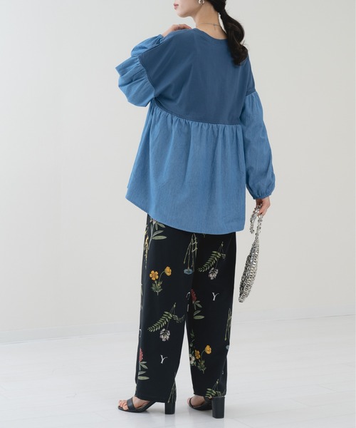 refinedworks(リファインドワークス)の「【refinedworks】異素材ドッキング デニムプルオーバー(Tシャツ/カットソー・レディース・ネイビー/ブルー・FREE)」の21枚目の写真