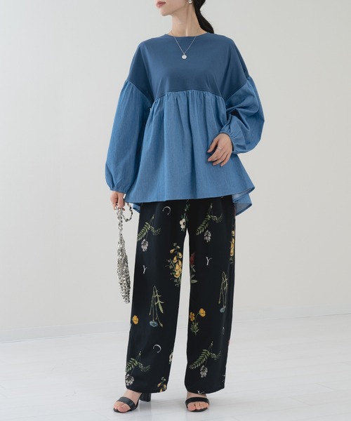 refinedworks(リファインドワークス)の「【refinedworks】異素材ドッキング デニムプルオーバー(Tシャツ/カットソー・レディース・ネイビー/ブルー・FREE)」の22枚目の写真