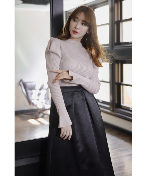 セール】Shine Satin Volume Long Skirt（スカート）｜Her lip to