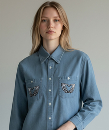 Dead Romance Pocket Denim Shirt (Light Blue)