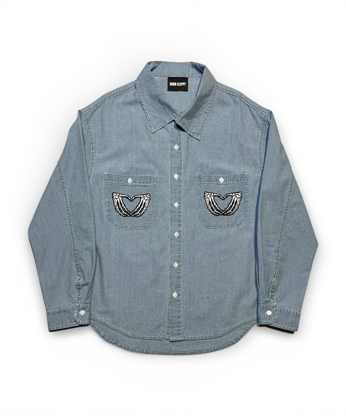 BORN SLIPPY（ボーンスリッピー）の「Dead Romance Pocket Denim Shirt (Light Blue)（シャツ/ブラウス・レディース・その他・FREE）」の3枚目の写真