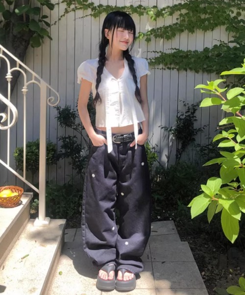 Teem Store（チームストア）の「Vネックピチシャツ（Tシャツ/カットソー・レディース・ホワイト・F）」の10枚目の写真