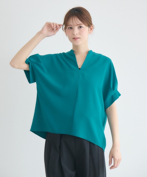 KATHARINE ROSS（キャサリンロス）の「【KATHARINE ROSS】【COOL】袖タックブラウス（シャツ/ブラウス・レディース・ベージュ/ブルー/チャコールグレー・FREE）」の4枚目の写真