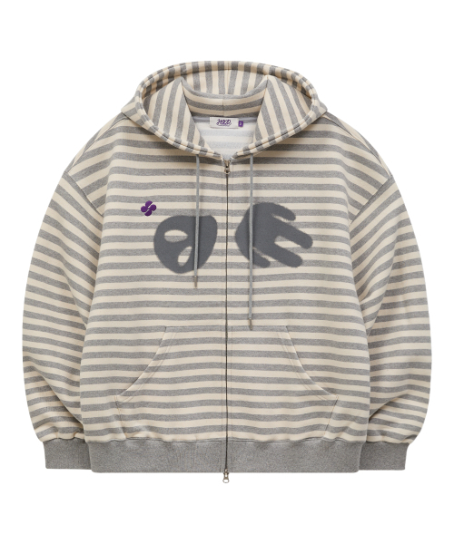 HOODHOOD(フッドフッド)の「エイリアン フードジップアップ ストライプ グレー(パーカー・レディース・その他・1/2)」の1枚目の写真