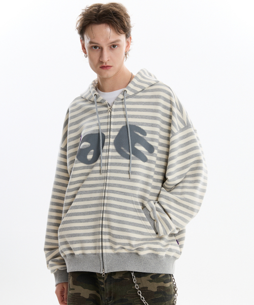 HOODHOOD(フッドフッド)の「エイリアン フードジップアップ ストライプ グレー(パーカー・レディース・その他・1/2)」の3枚目の写真