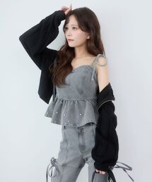 MAJESTIC LEGON | 透かし柄ショートニットパーカー(パーカー)