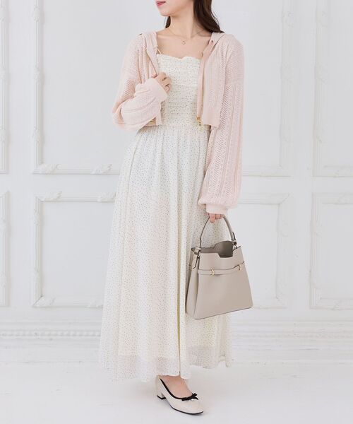 MAJESTIC LEGON（マジェスティックレゴン）の「透かし柄ショートニットパーカー（パーカー・レディース・ブラック/ピンク/アイボリー・MEDIUM）」の13枚目の写真