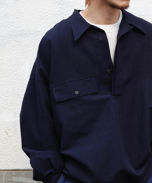 Marvine Pontiak shirt makers（マービンポンティアックシャツメーカーズ）の「Marvine Pontiak / マービンポンティアックシャツメーカーズ Shirt Makers Twist P/O（シャツ/ブラウス・メンズ・ネイビー・FREE）」の2枚目の写真
