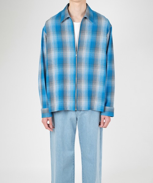 LAD MUSICIAN(ラッドミュージシャン)の「COTTON FLANNEL CHECK FRONT ZIP SHIRT(シャツ/ブラウス・メンズ・ブルー・46/42)」の2枚目の写真