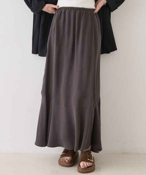 Rouge vif（ルージュヴィフ）の「キュプラフィブリルイージーギャザースカート（スカート・レディース・グレー/グレイッシュベージュ・フリー）」の2枚目の写真