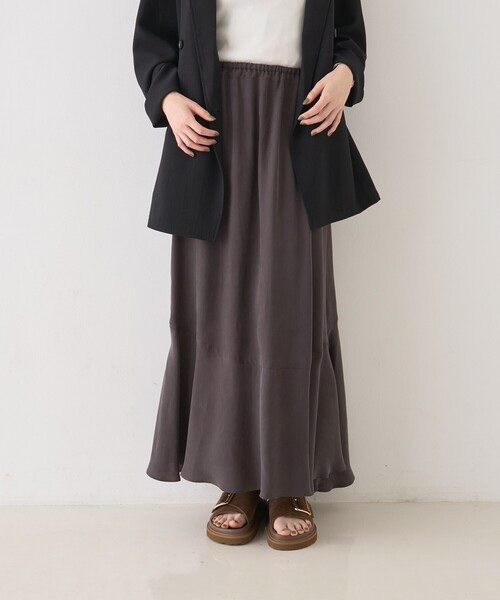 Rouge vif（ルージュヴィフ）の「キュプラフィブリルイージーギャザースカート（スカート・レディース・グレー/グレイッシュベージュ・フリー）」の3枚目の写真