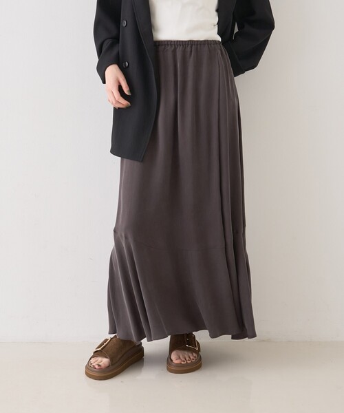 Rouge vif（ルージュヴィフ）の「キュプラフィブリルイージーギャザースカート（スカート・レディース・グレー/グレイッシュベージュ・フリー）」の4枚目の写真