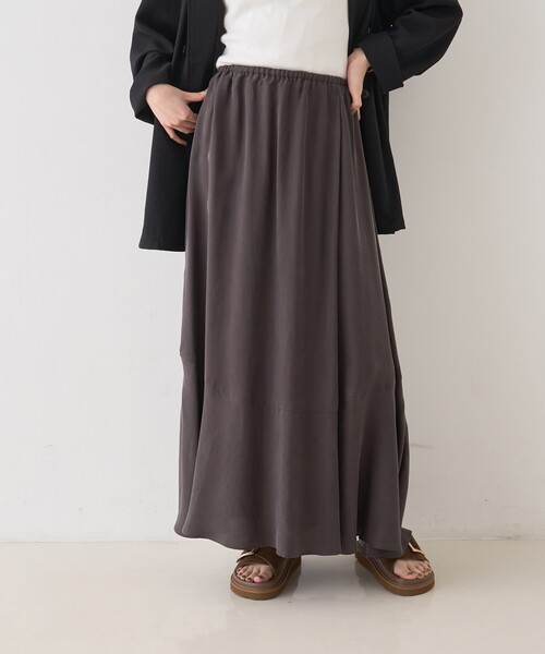 Rouge vif（ルージュヴィフ）の「キュプラフィブリルイージーギャザースカート（スカート・レディース・グレー/グレイッシュベージュ・フリー）」の6枚目の写真