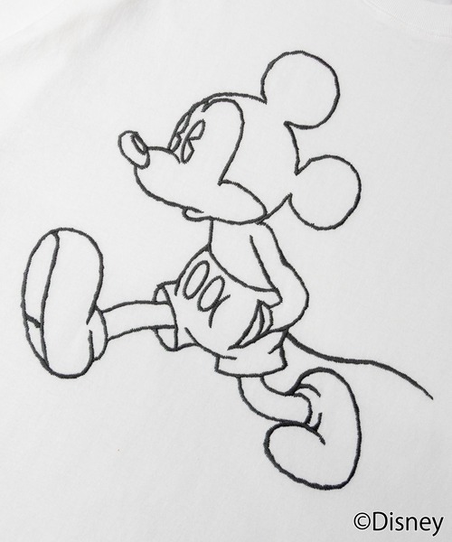 MICKEY MOUSE(ミッキーマウス)の「JOHNBULL-MICKEY MOUSE T. Embroidery(Tシャツ/カットソー・メンズ・ホワイト/チャコール・L/M)」の8枚目の写真