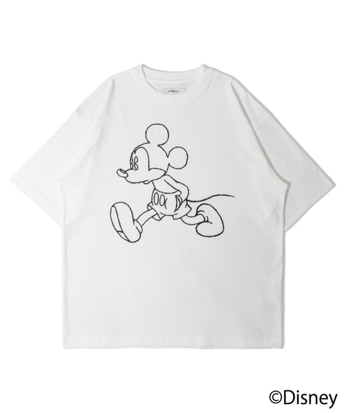 MICKEY MOUSE(ミッキーマウス)の「JOHNBULL-MICKEY MOUSE T. Embroidery(Tシャツ/カットソー・メンズ・ホワイト/チャコール・L/M)」の3枚目の写真
