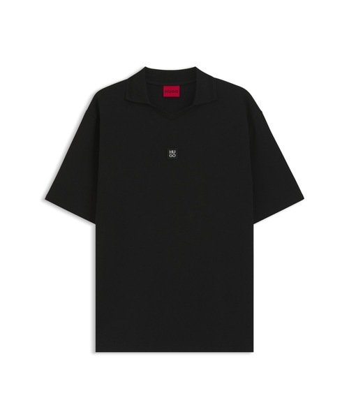 HUGO(ヒューゴ)の「ストラクチャード コットンブレンド ポロシャツ ジョニーカラー(ポロシャツ・メンズ・ブラック・S/M/L/XL/XXL)」の5枚目の写真