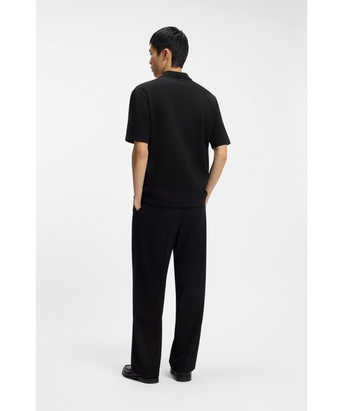 HUGO(ヒューゴ)の「ストラクチャード コットンブレンド ポロシャツ ジョニーカラー(ポロシャツ・メンズ・ブラック・S/M/L/XL/XXL)」の4枚目の写真