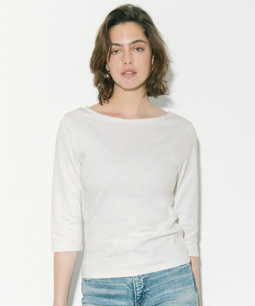 coca(coca)(コカ)の「7分丈ボートネックスムーストップス(Tシャツ/カットソー・レディース・ブラック/ホワイト・XL/S/M/L)」の1枚目の写真