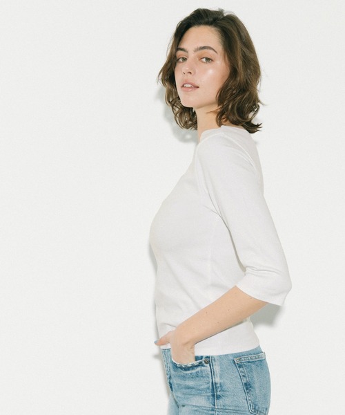 coca(coca)(コカ)の「7分丈ボートネックスムーストップス(Tシャツ/カットソー・レディース・ブラック/ホワイト・XL/S/M/L)」の7枚目の写真