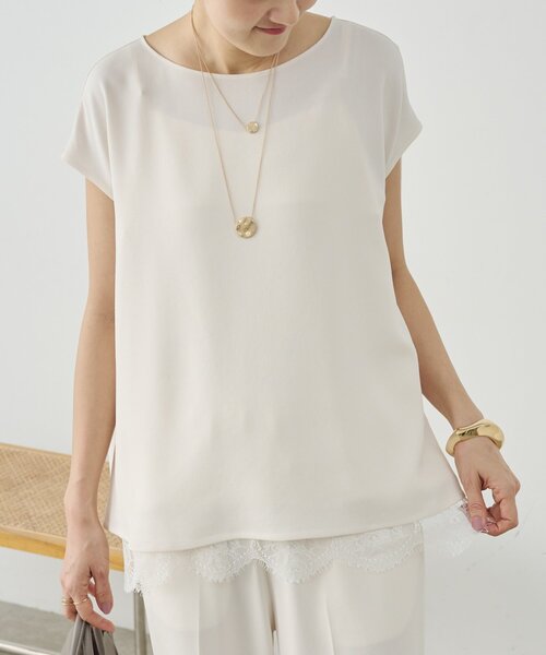 LIVETART(リヴェタート)の「バックサテンフレンチブラウス《LIVETART》(シャツ/ブラウス・レディース・ブラック/アイボリー・FREE)」の1枚目の写真