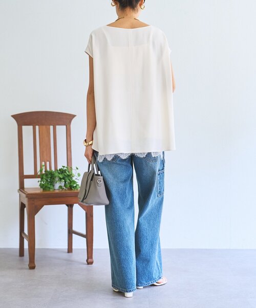 LIVETART(リヴェタート)の「バックサテンフレンチブラウス《LIVETART》(シャツ/ブラウス・レディース・ブラック/アイボリー・FREE)」の3枚目の写真