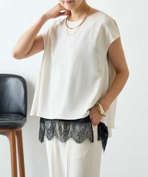 LIVETART(リヴェタート)の「バックサテンフレンチブラウス《LIVETART》(シャツ/ブラウス・レディース・ブラック/アイボリー・FREE)」の15枚目の写真