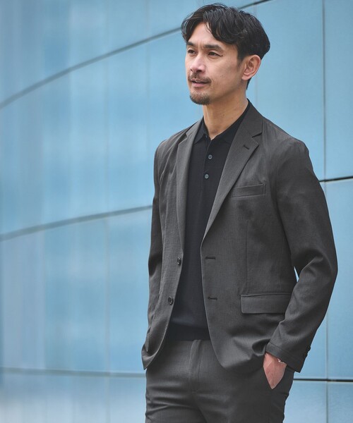 green label relaxing(グリーンレーベルリラクシング)の「【WEB限定】JUST fit エアリーカルゼ ナロー セットアップ-2WAYストレッチ・吸水速乾-(セットアップ・メンズ・ダークグレー/ネイビー/モカ・XL/S/L/XS/XXL/M)」の4枚目の写真