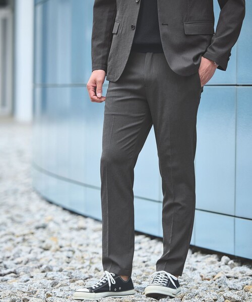 green label relaxing(グリーンレーベルリラクシング)の「【WEB限定】JUST fit エアリーカルゼ ナロー セットアップ-2WAYストレッチ・吸水速乾-(セットアップ・メンズ・ダークグレー/ネイビー/モカ・XL/S/L/XS/XXL/M)」の5枚目の写真