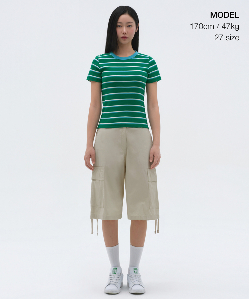 MUSINSA STANDARD WOMAN（ムシンサスタンダードウーマン）の「ウィメンズワイドカーゴバミューダパンツ[ライトベージュ]（その他パンツ・レディース・その他・24/25/26/27/28/29/30）」の2枚目の写真