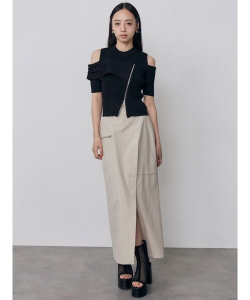 MURUA（ムルーア）の「ショルダーカットZIPハーフニット　夏服（ニット/セーター・レディース・ブラック/アイボリー/ピンク/イエロー・FREE）」の11枚目の写真