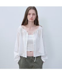 Flower eyelet tie blouse [FRSP06BL07]_White