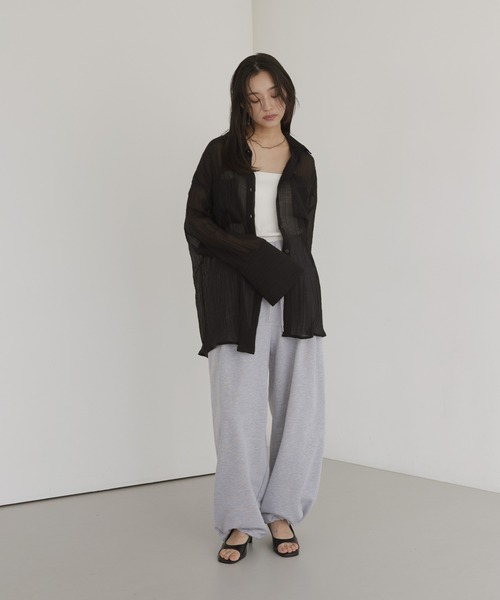  hellam（へラム）の「シアーワッシャービッグカフスシャツ（シャツ/ブラウス・レディース・ブルー/イエロー/ブラック/ホワイト・FREE）」の6枚目の写真