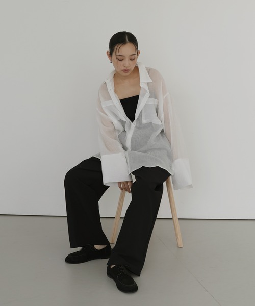  hellam（へラム）の「シアーワッシャービッグカフスシャツ（シャツ/ブラウス・レディース・ブルー/イエロー/ブラック/ホワイト・FREE）」の15枚目の写真