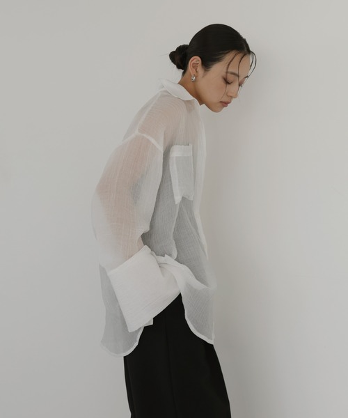  hellam（へラム）の「シアーワッシャービッグカフスシャツ（シャツ/ブラウス・レディース・ブルー/イエロー/ブラック/ホワイト・FREE）」の18枚目の写真