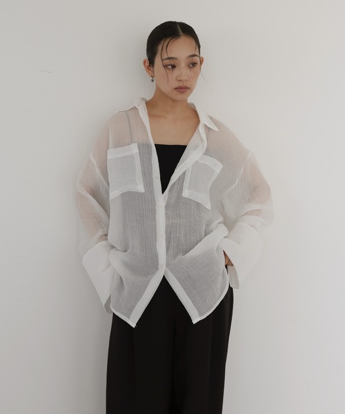  hellam（へラム）の「シアーワッシャービッグカフスシャツ（シャツ/ブラウス・レディース・ブルー/イエロー/ブラック/ホワイト・FREE）」の20枚目の写真
