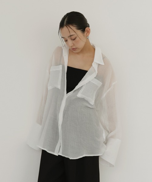  hellam（へラム）の「シアーワッシャービッグカフスシャツ（シャツ/ブラウス・レディース・ブルー/イエロー/ブラック/ホワイト・FREE）」の22枚目の写真