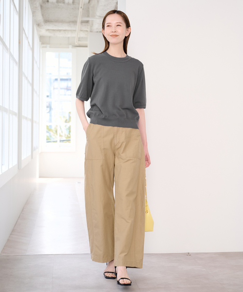 U by SPICK&SPAN（ユーバイスピックアンドスパン）の「UVカット ウォッシャブルサマーニット（ニット/セーター・レディース・チャコールグレー/レッド・FREE）」の3枚目の写真